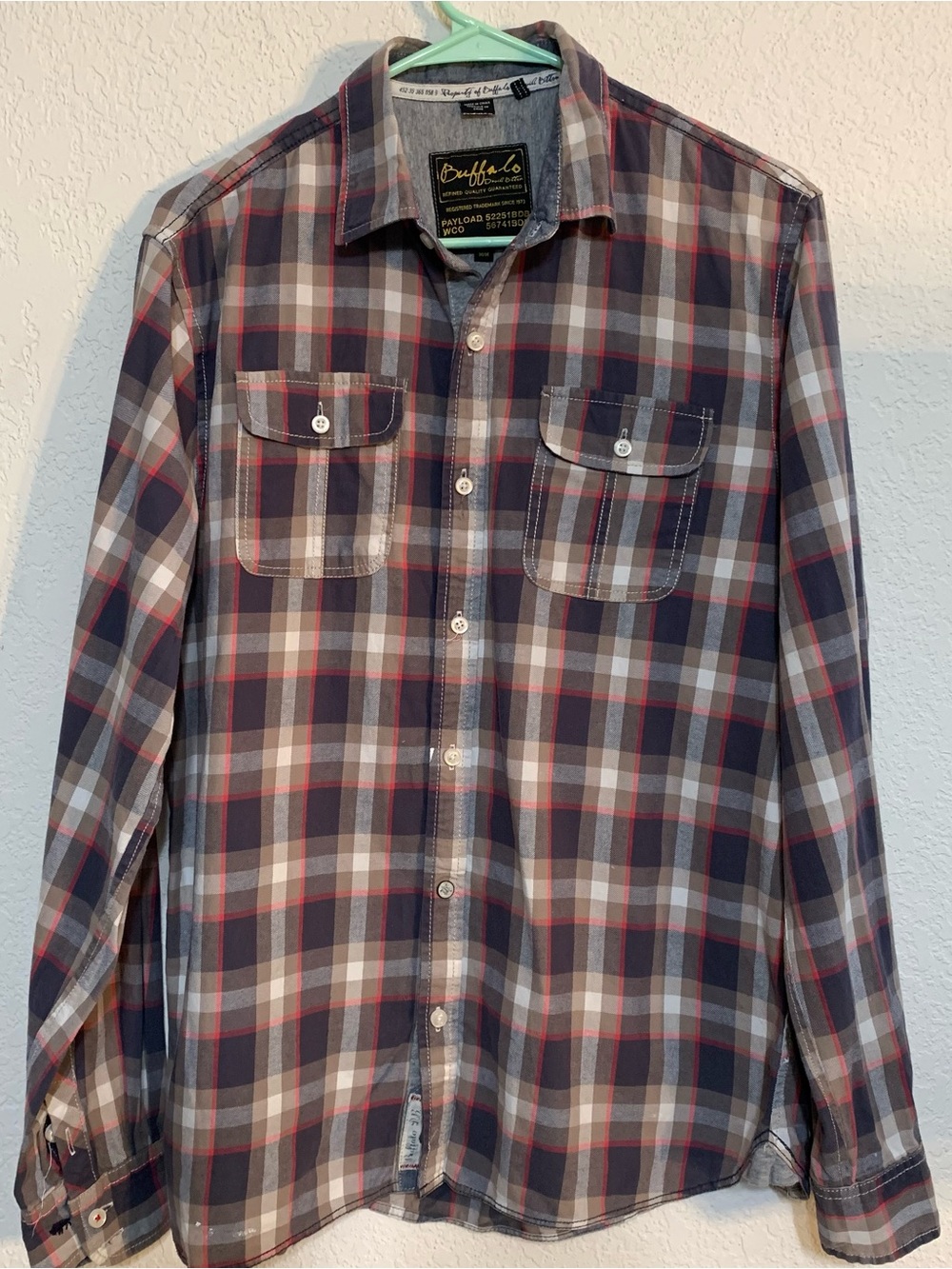 Buffalo David Bitton Men's Plaid Button-Down Shirt - Gray and Red size M